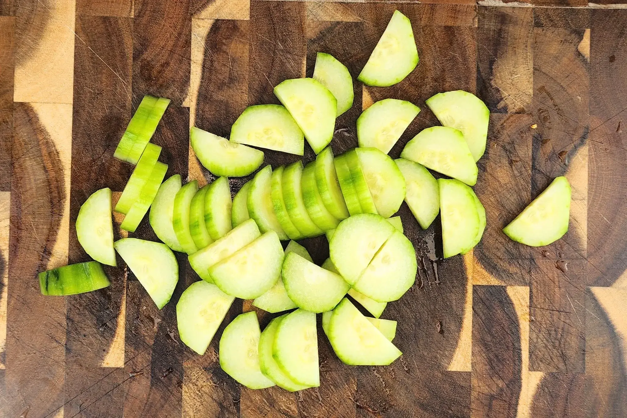  slice cucumber diagonally into thin pieces