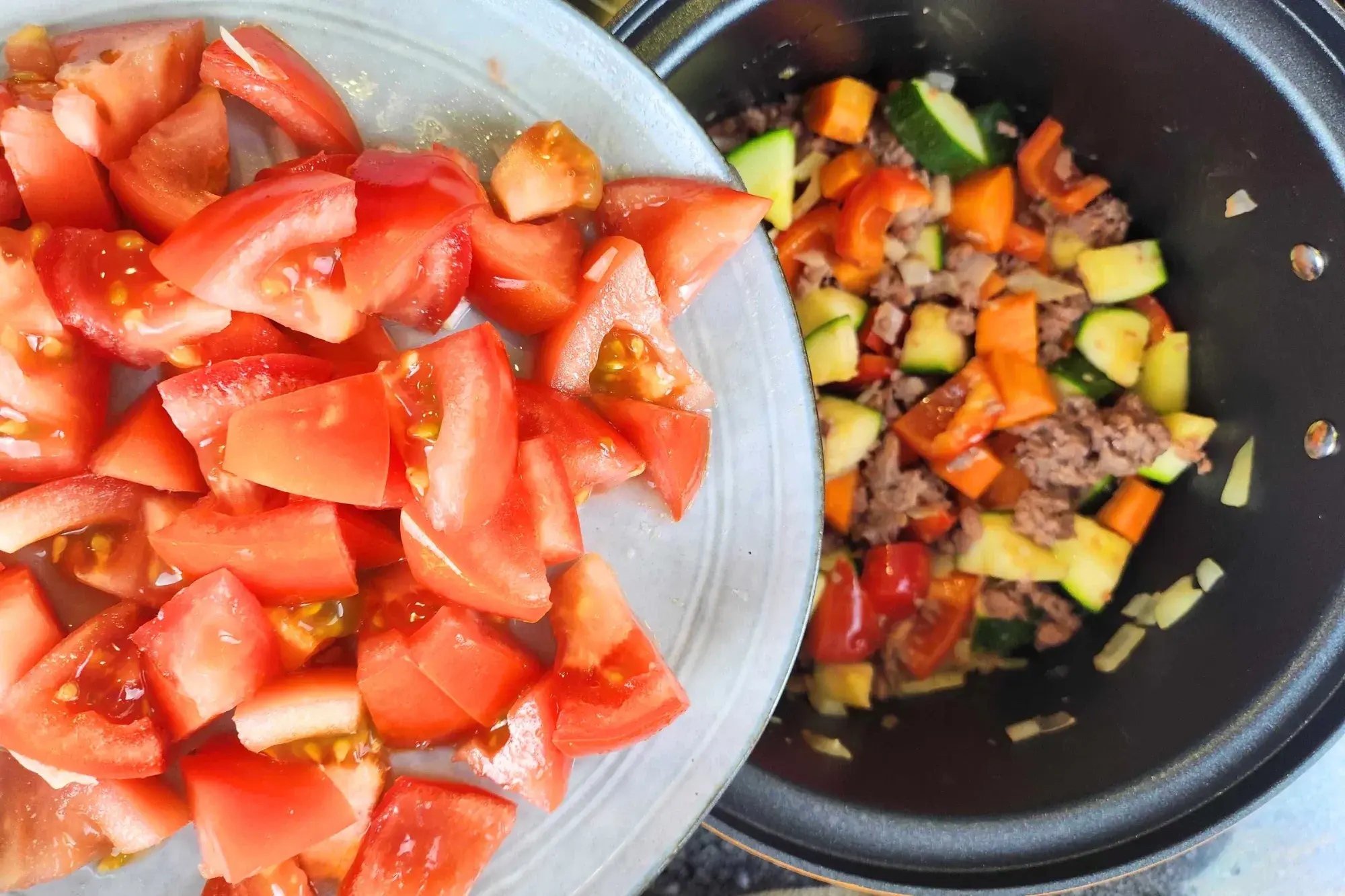 Stir in the chopped tomatoes