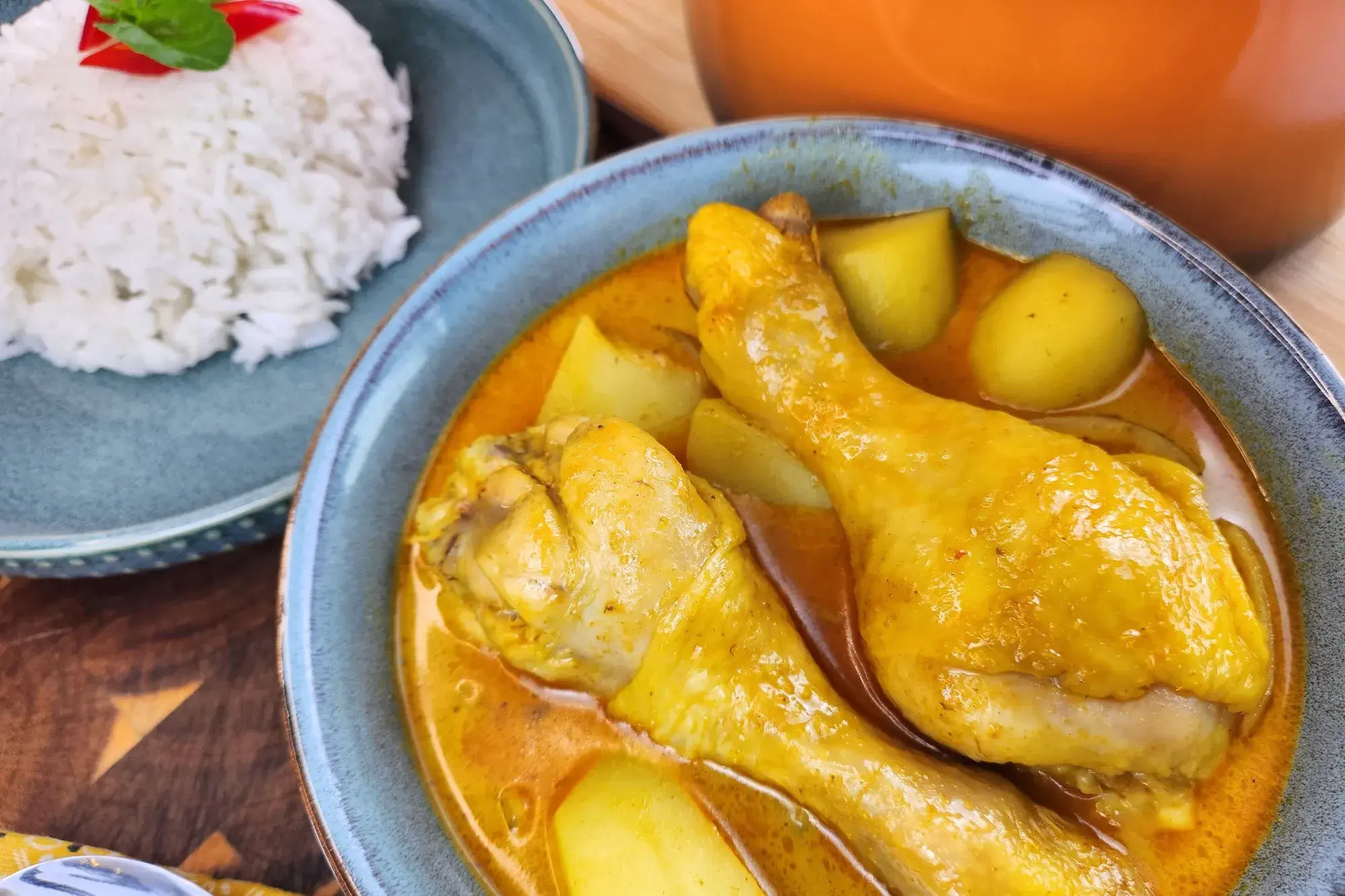 Thai Yellow Curry with plate of rice