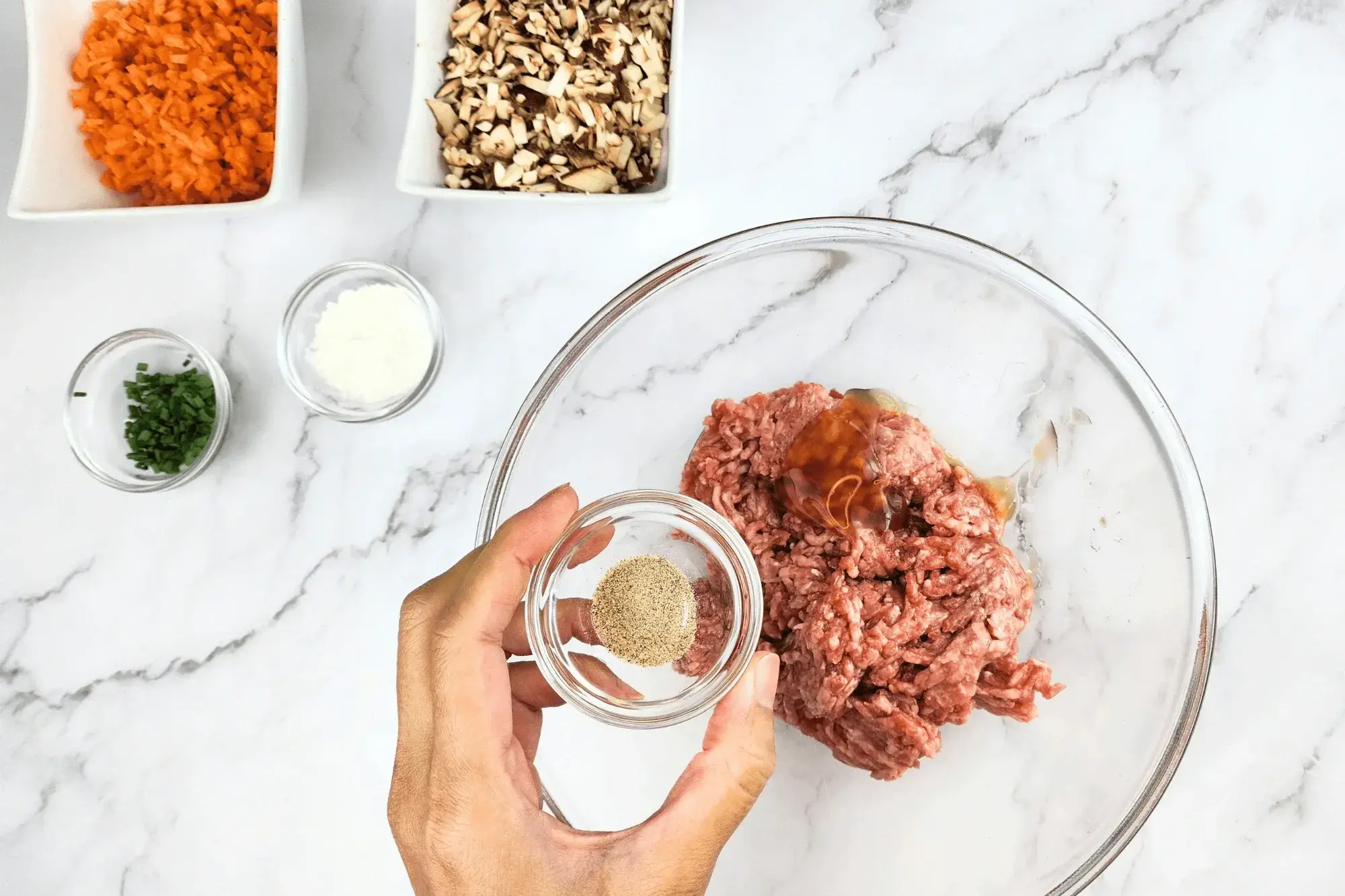 white pepper with mixing bowl