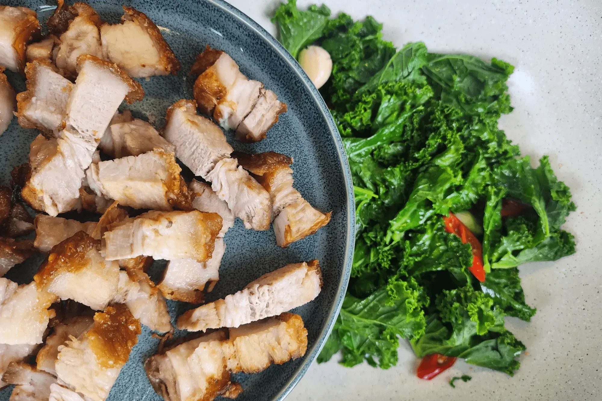 Toss in the crispy pork belly 