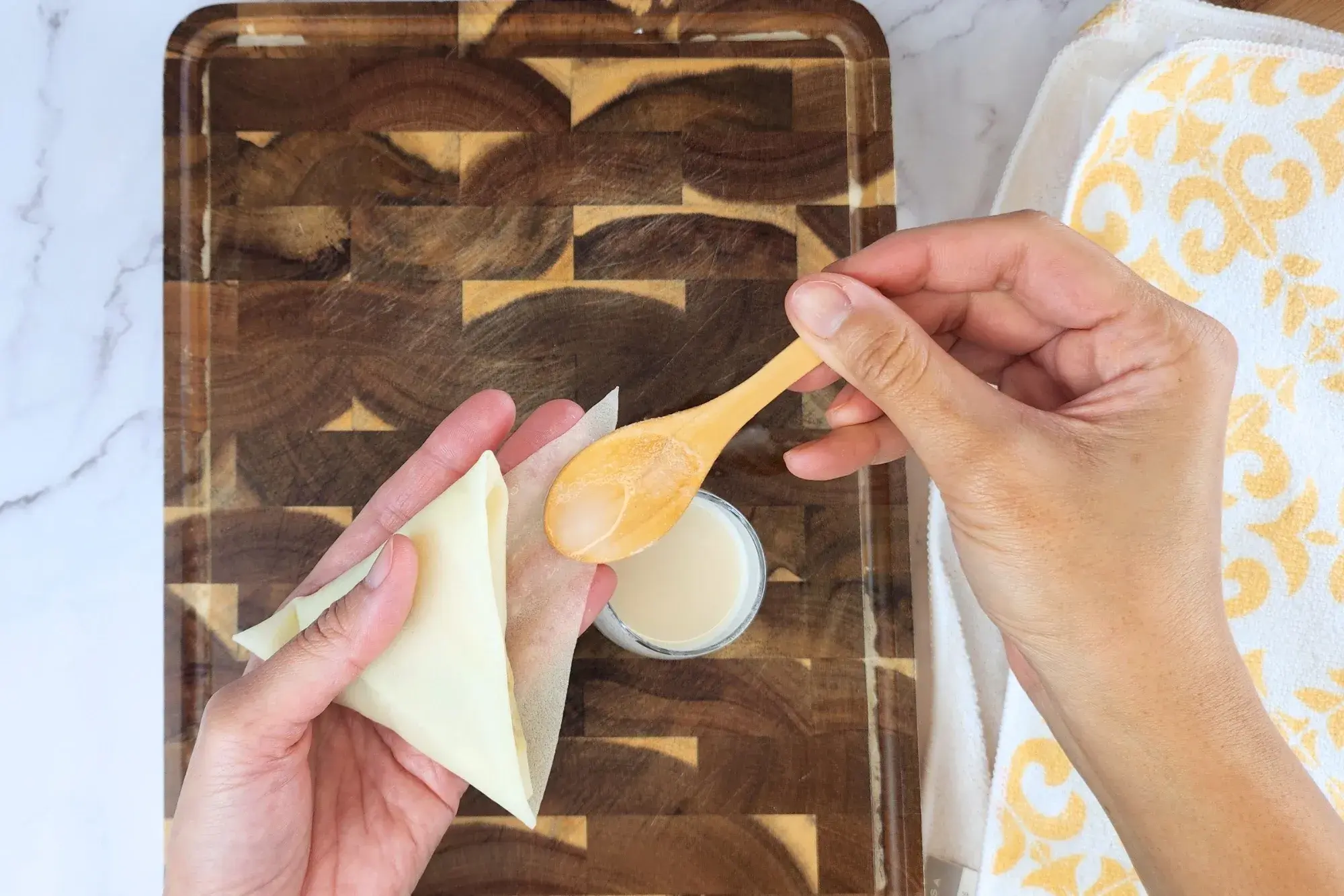 Use the flour-water mixture to seal the edges.