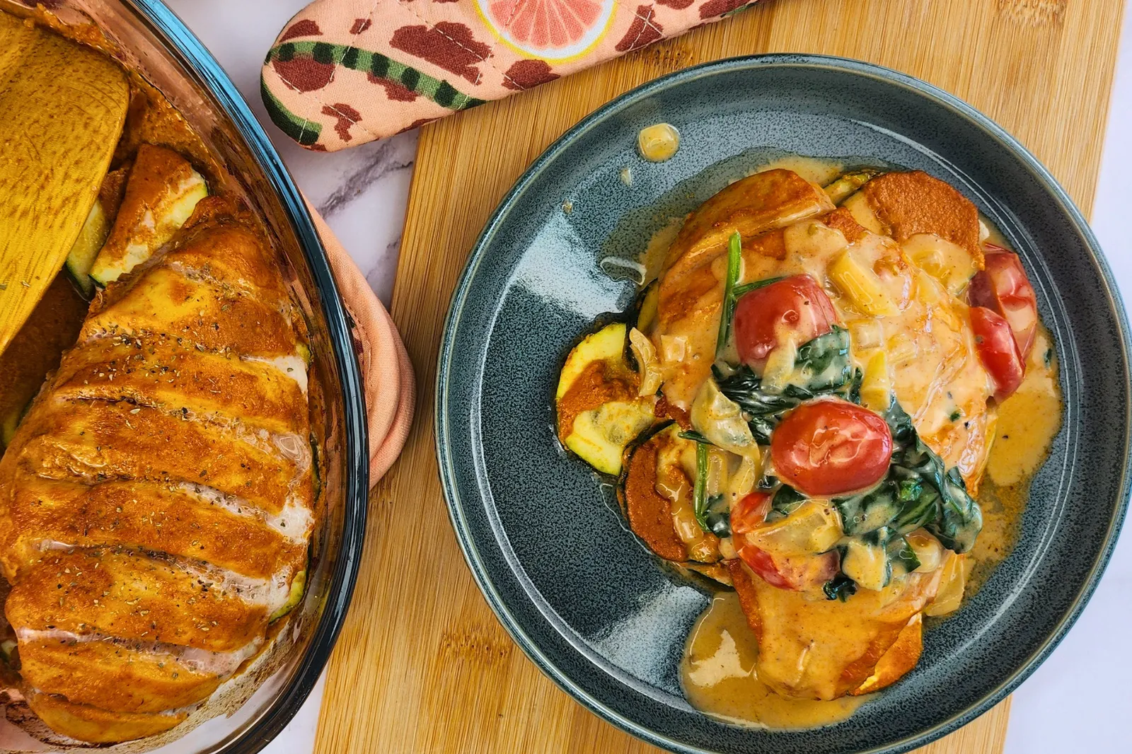 Thai Red Chicken with Creamy Tomato Spinach Sauce