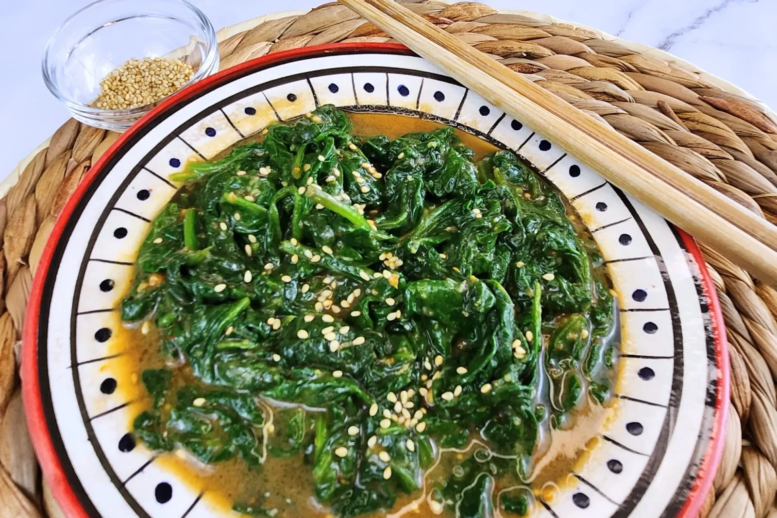 Simply Seasoned Spinach Salad with Sesame & Peanut
