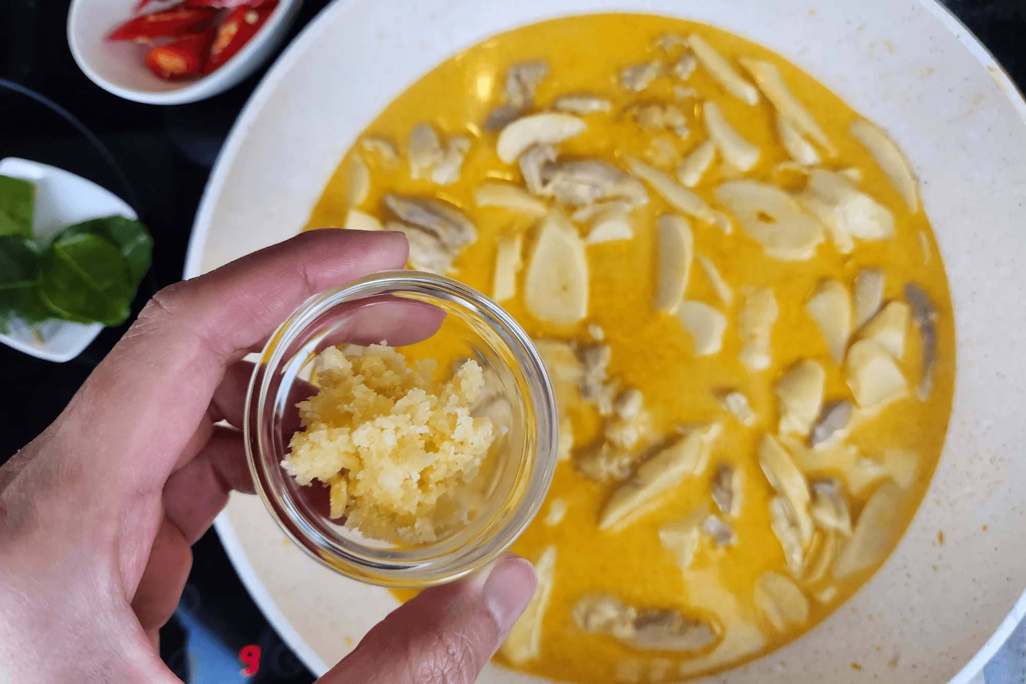 Add palm sugar - bamboo shoots curry