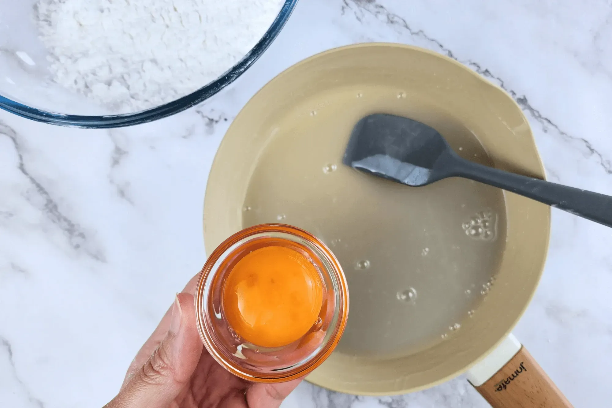 Add the egg yolk 