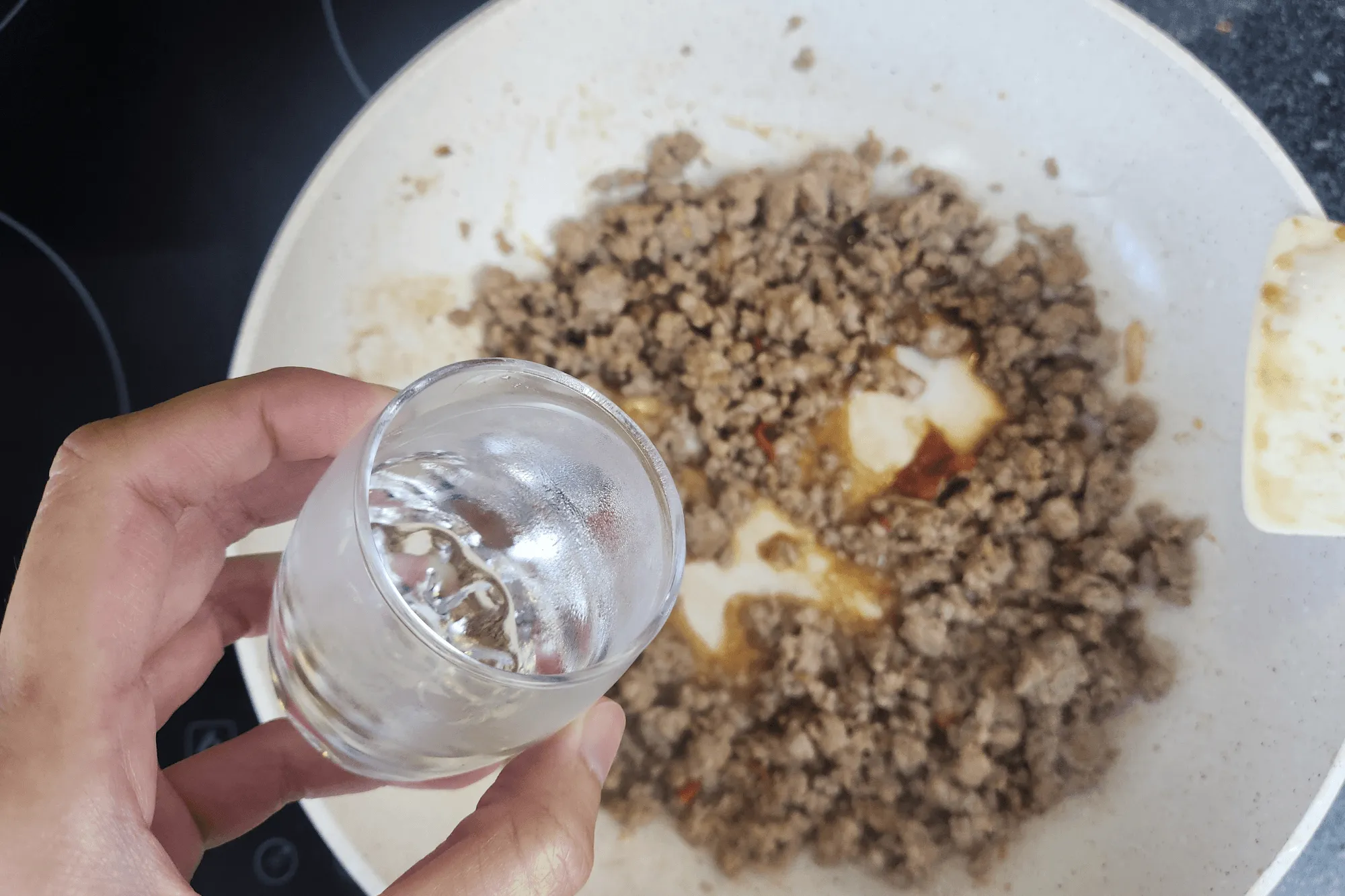 Add water to the pan to create a sauce consistency if desired.