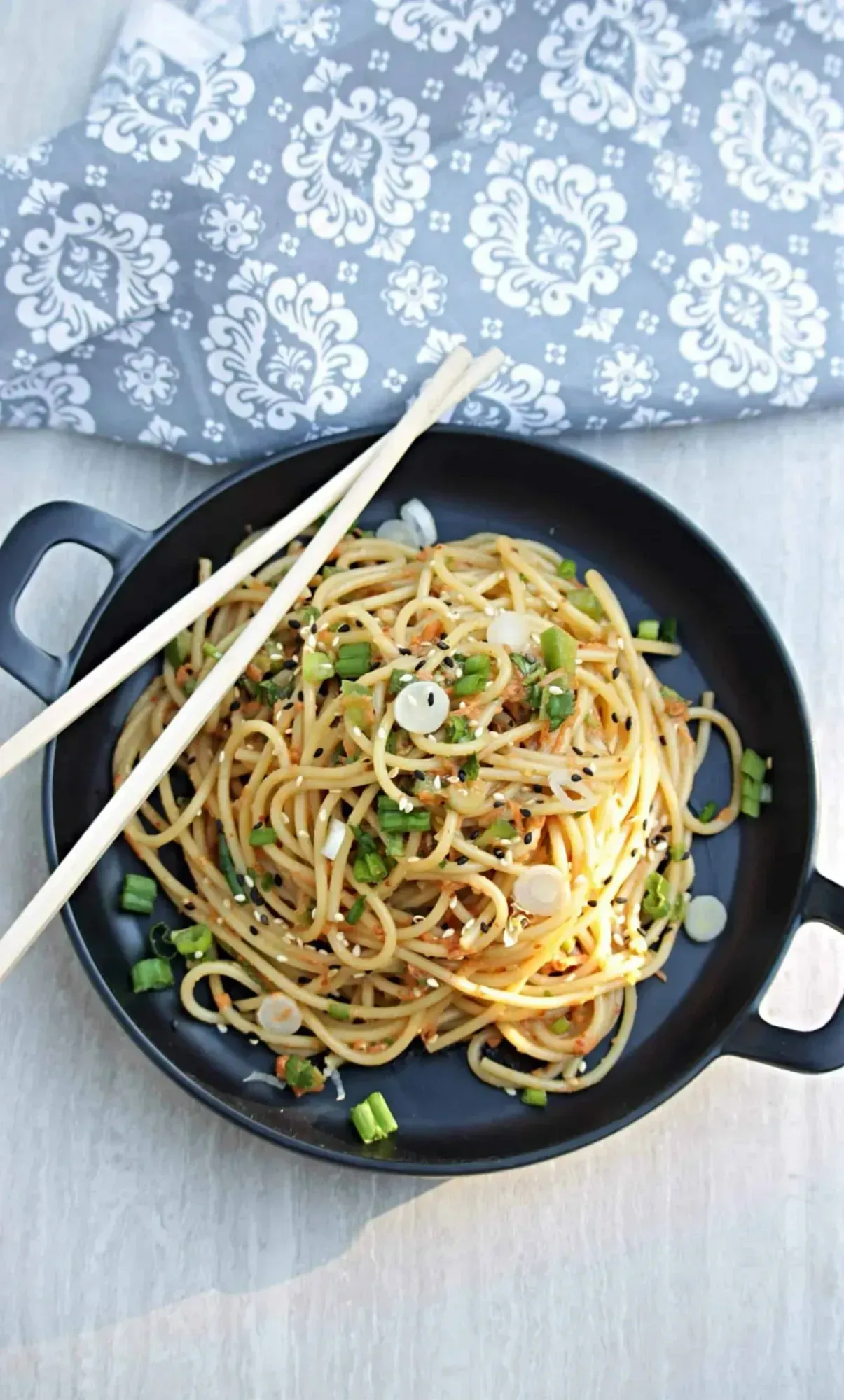 Asian Pasta Salad With Peanut Dressing in a Bowl