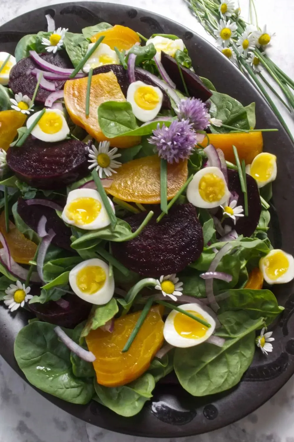 Big, Colorful Spinach and Arugula Salad