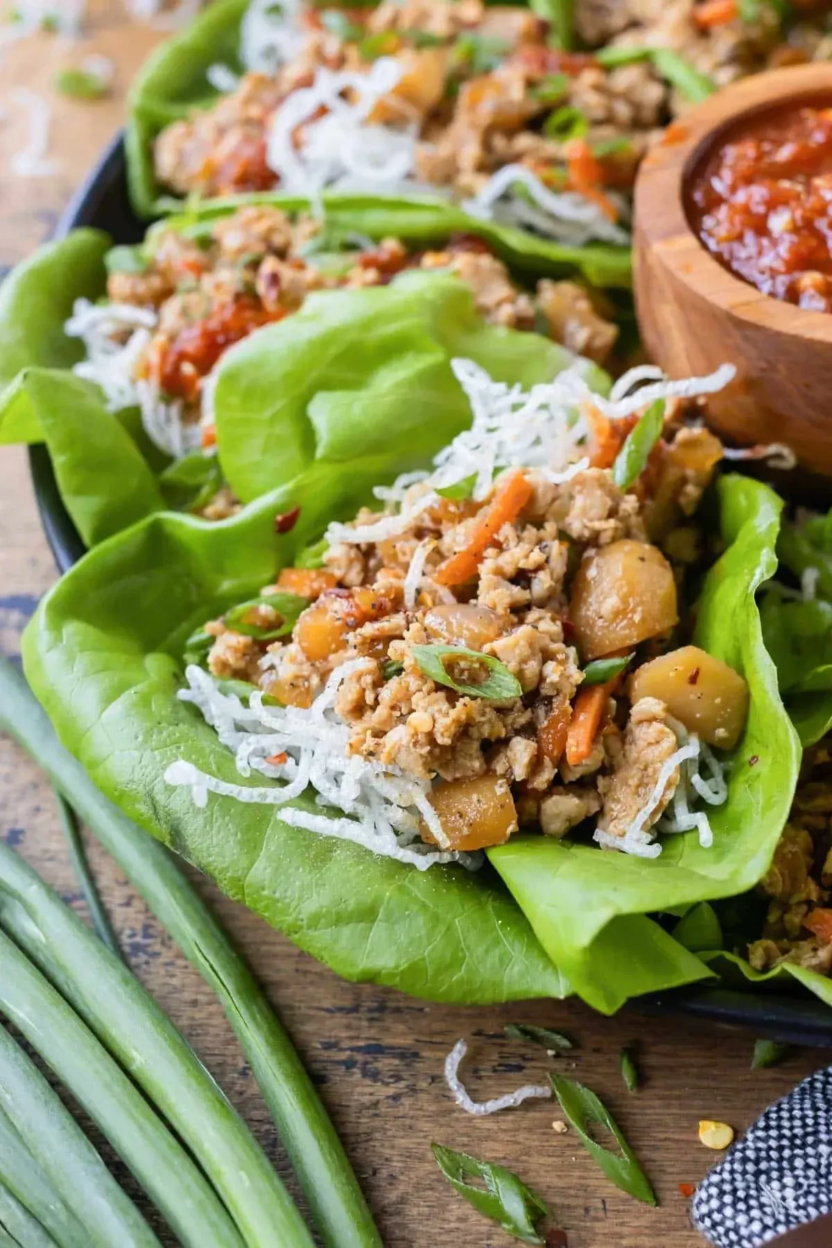 Bang Bang Shrimp Pasta Served in lettuce