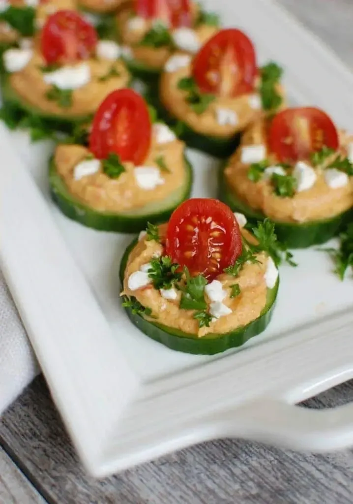 Cucumber Hummus Bites