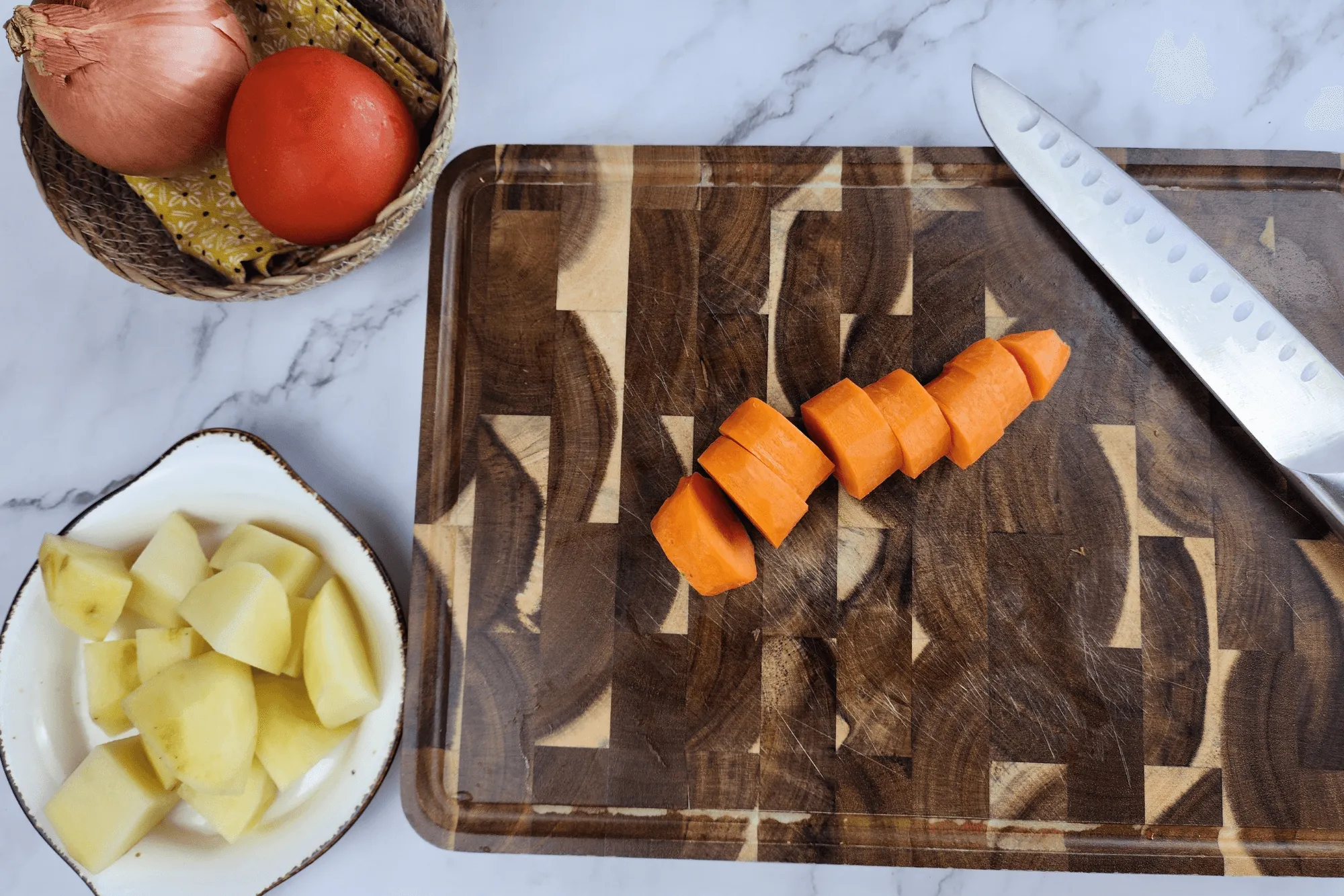 cut carrot into chunks