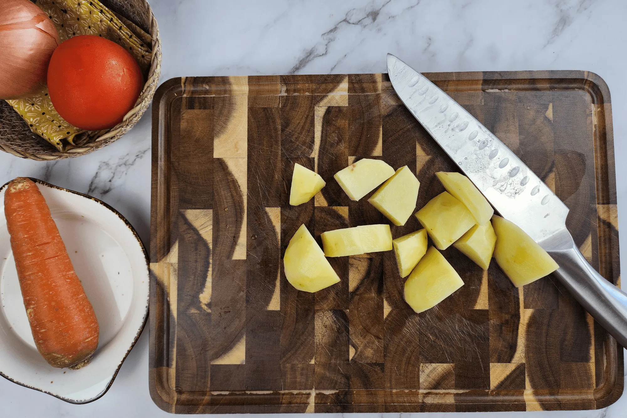 cut potato into small cubes