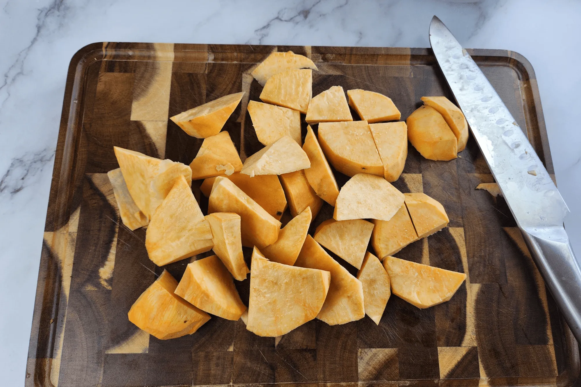 cut sweet potato into small pieces