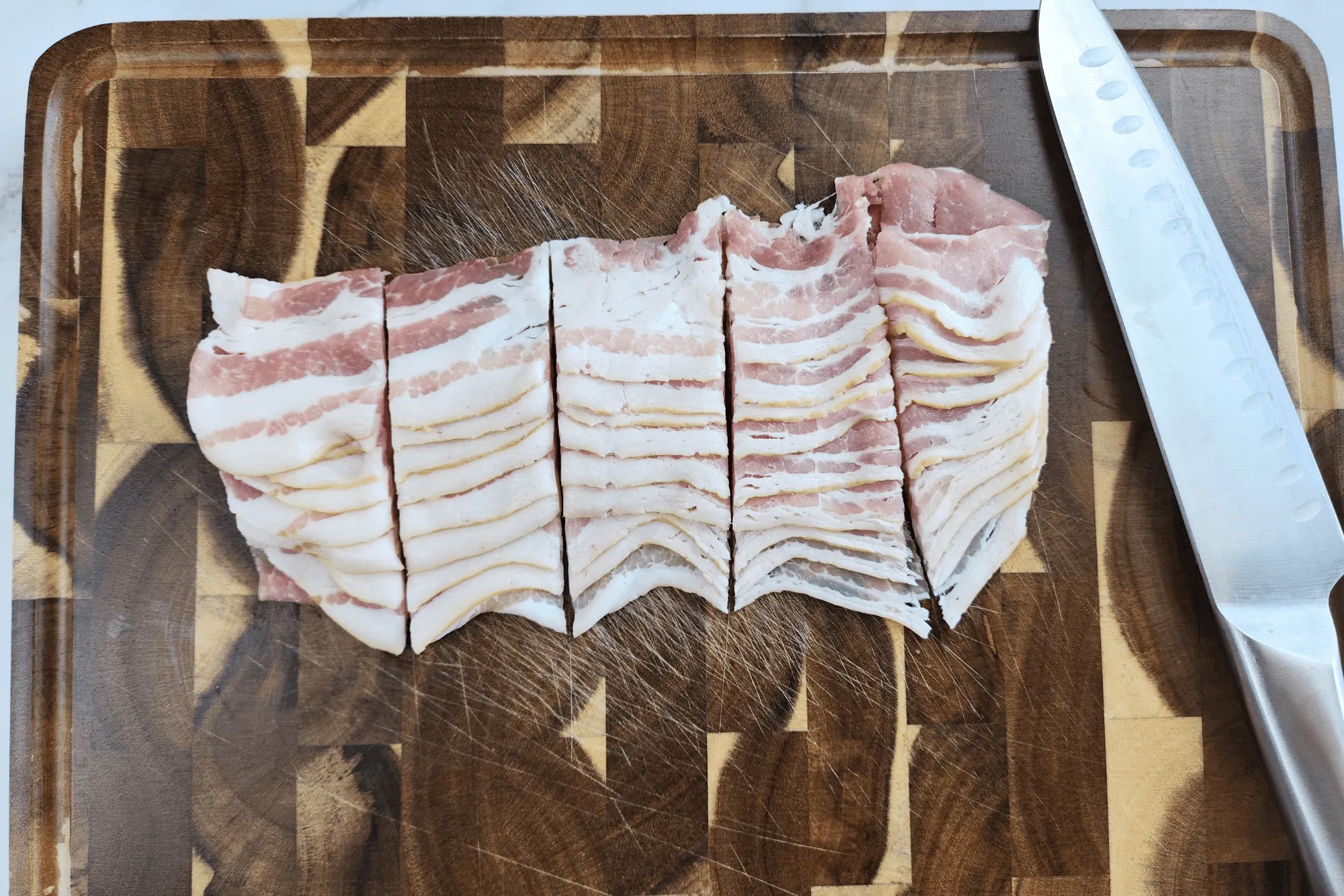 Cut the bacon into 1-inch pieces 