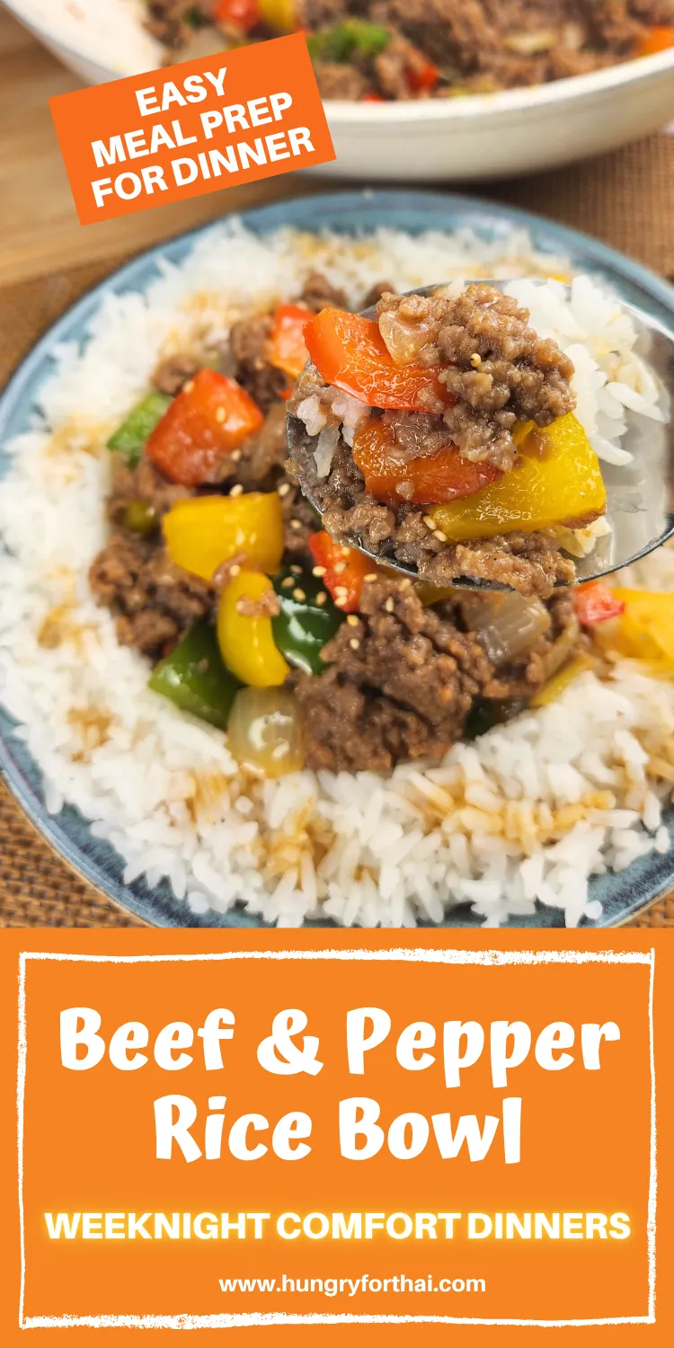 Beef and Pepper Rice Bowl (Quick &amp; Easy Dinner!)