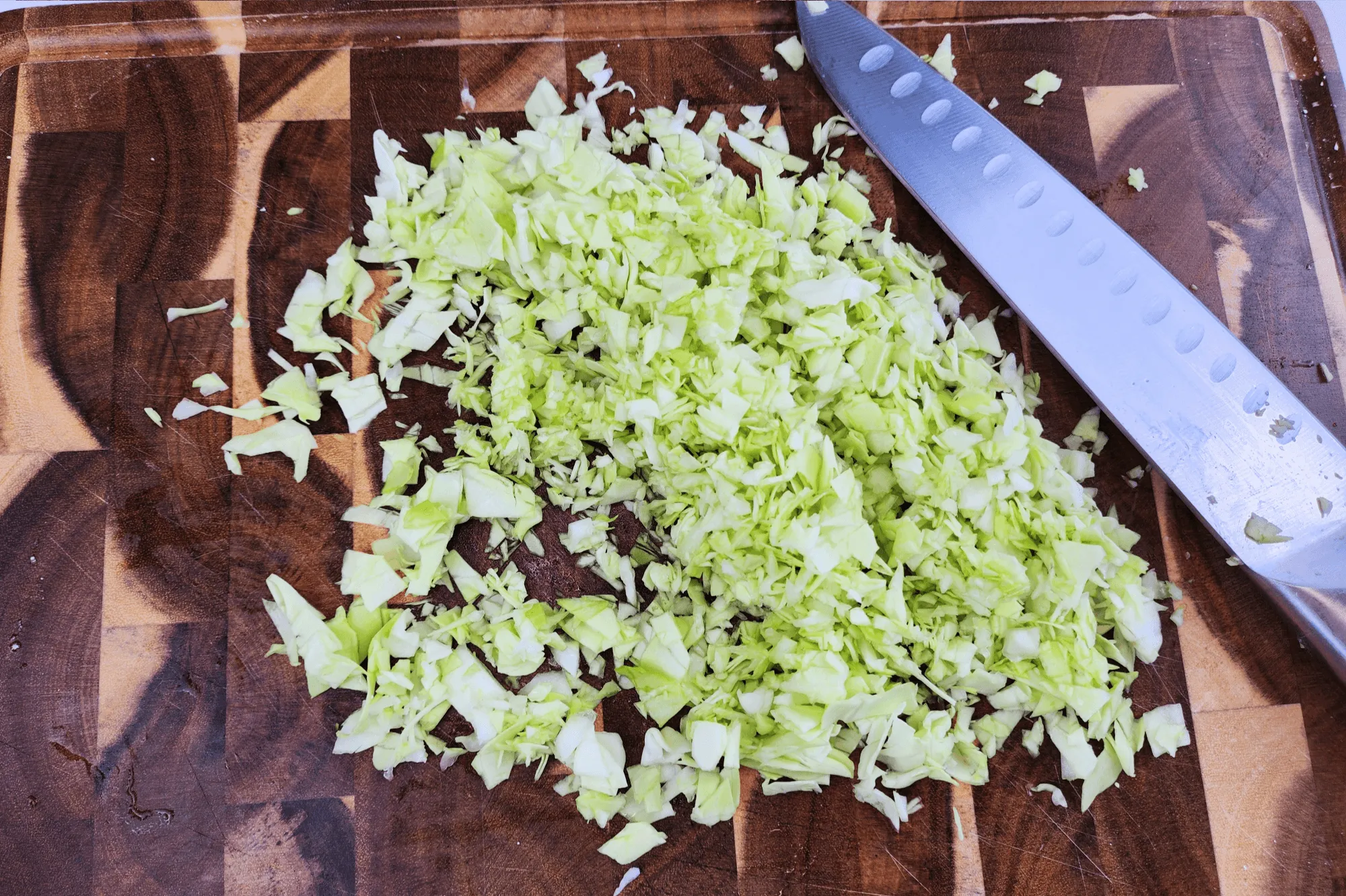 Finely chop the cabbage