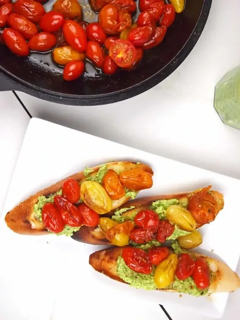 Home » Recipes » Appetizers Tomato Bruschetta with Whipped Feta Pesto