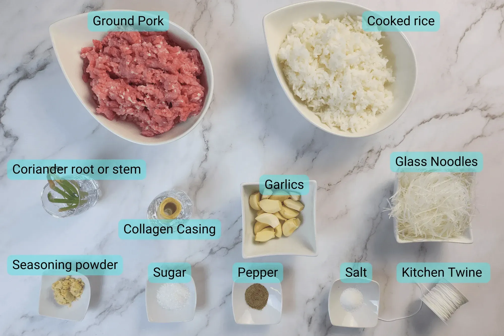 Ingredients for Sai Krok Isan