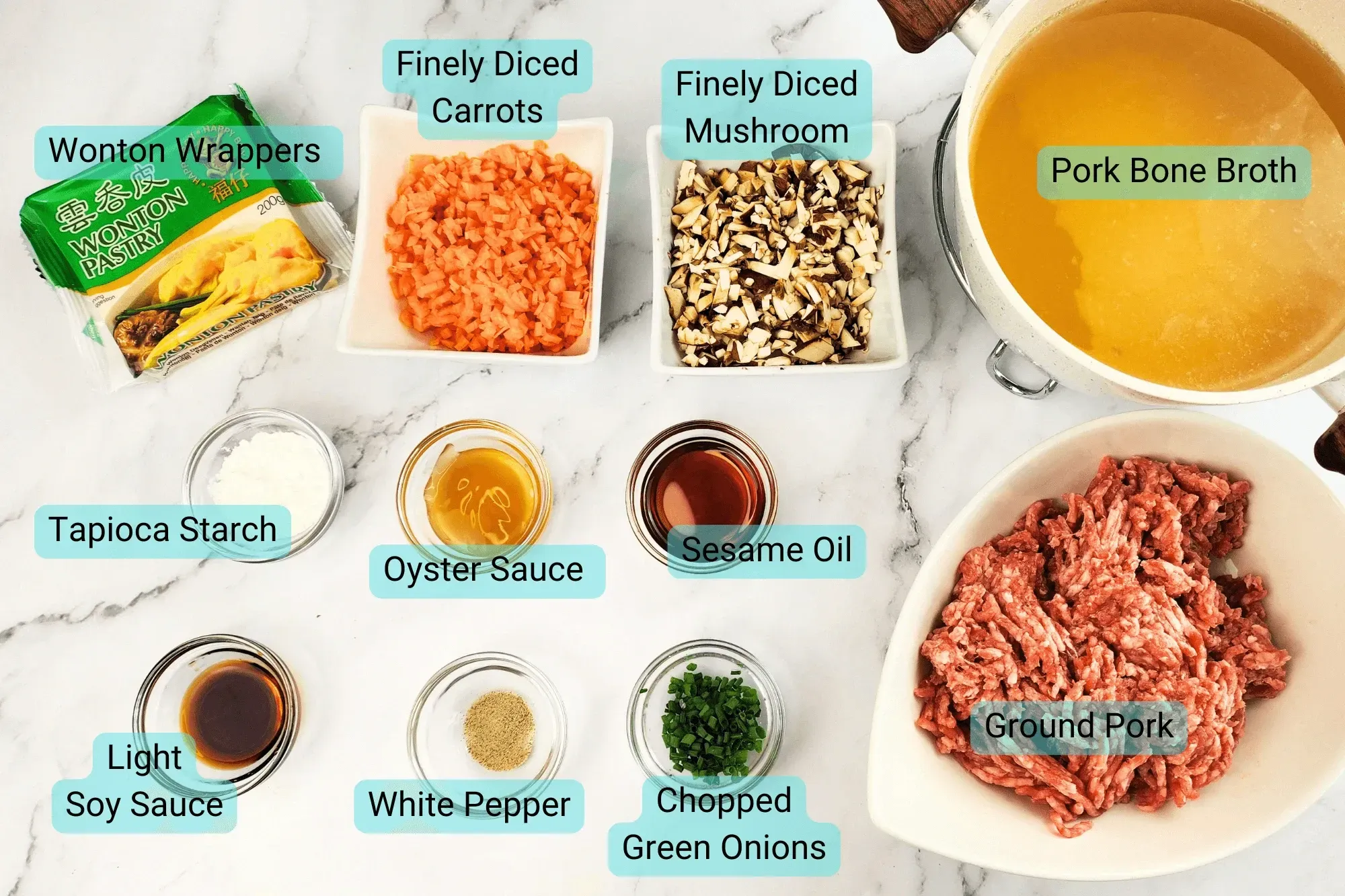 Ingredients for Wonton Soup