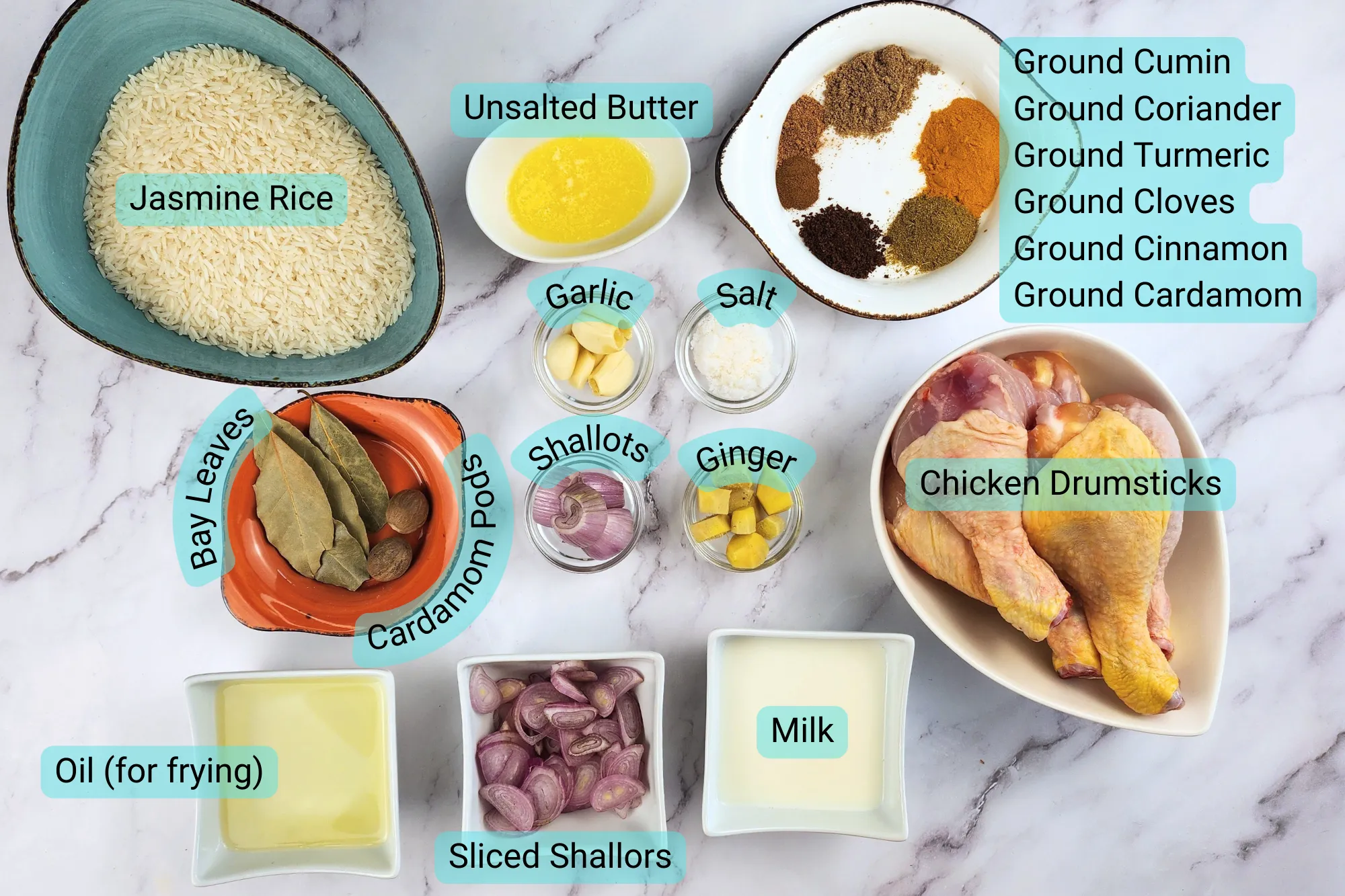 Ingredients of Thai Chicken Biryani