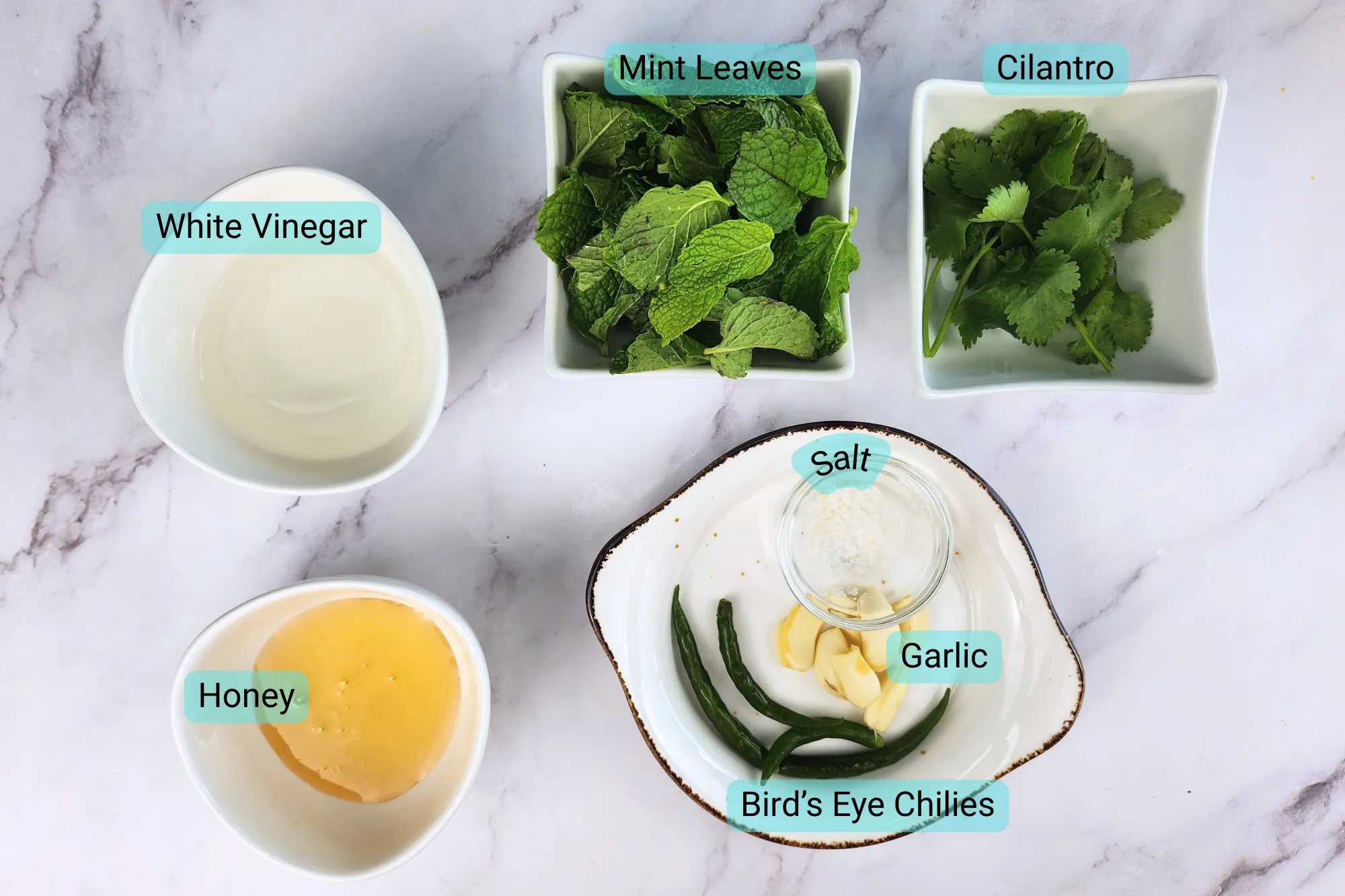 Ingredients of the Green Sauce (Nam Jim Khao Mok Gai)