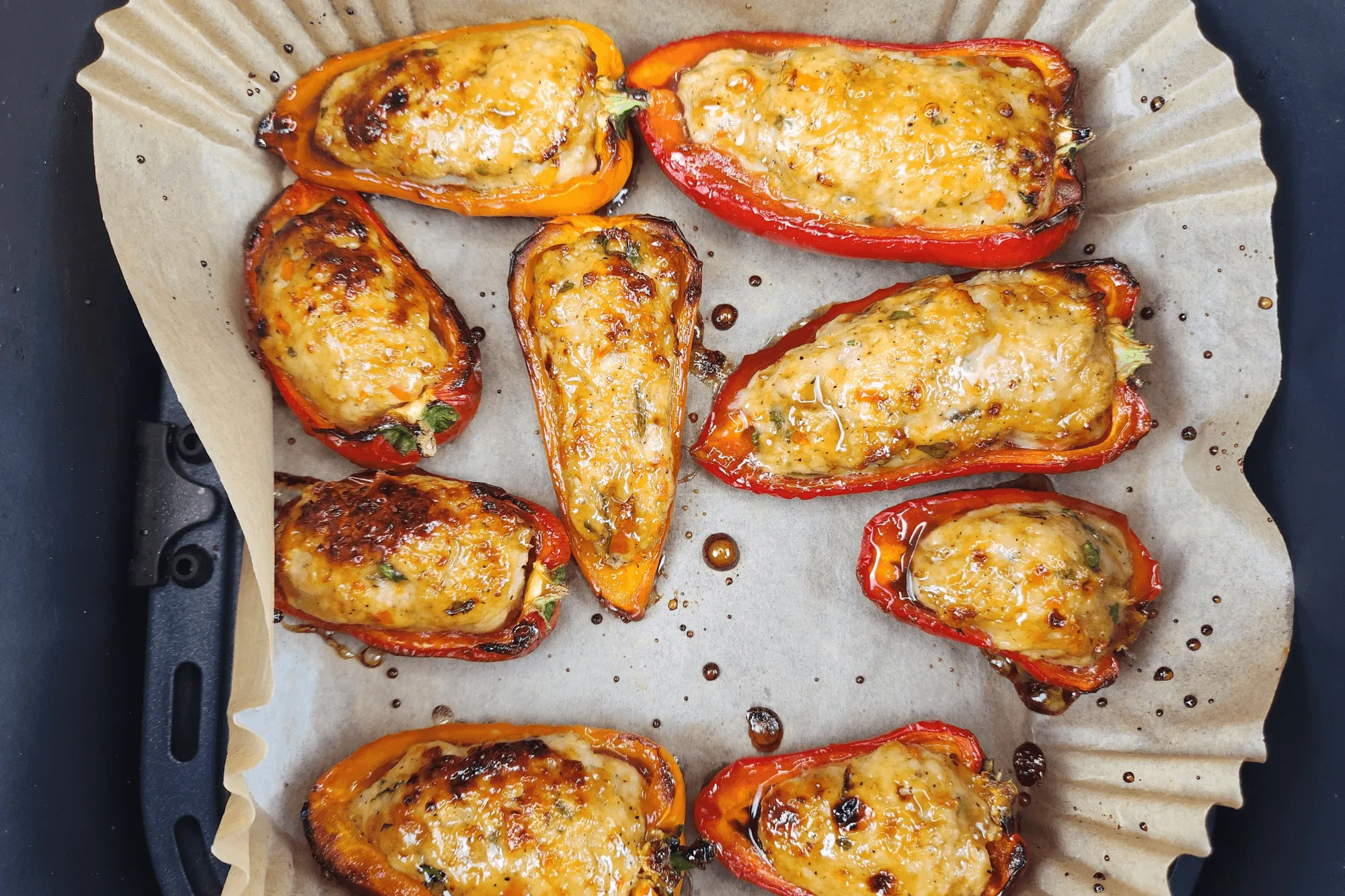 Let the stuffed peppers cool slightly before serving.