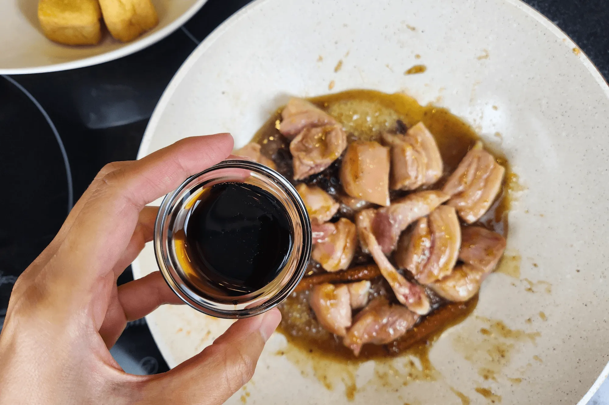 Season with dark soy sauce