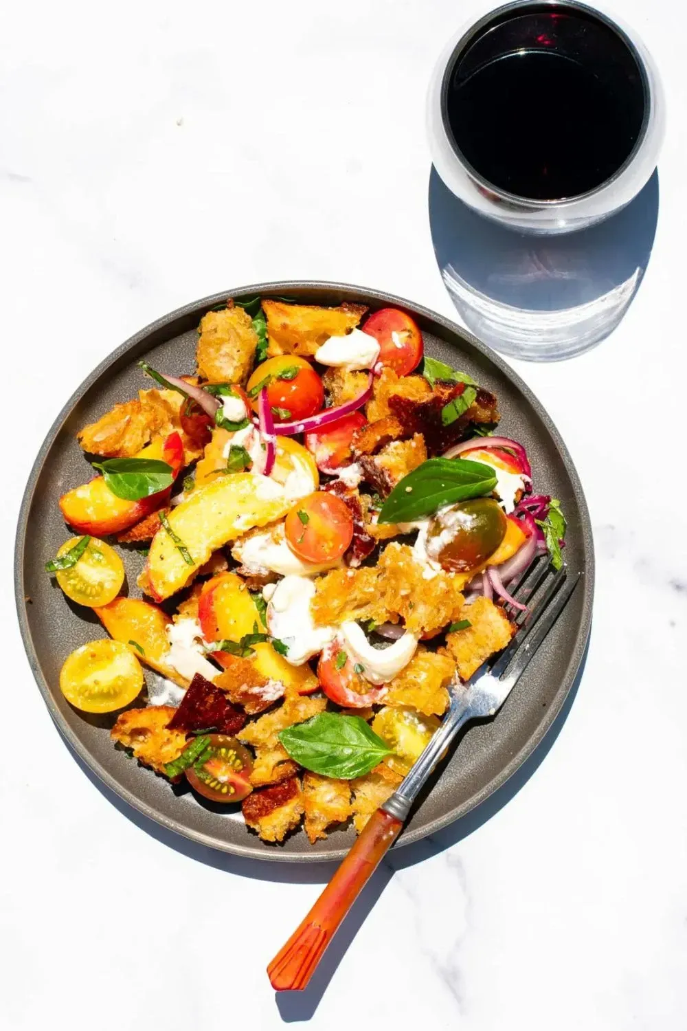 Sourdough Panzanella with Peaches & Burrata