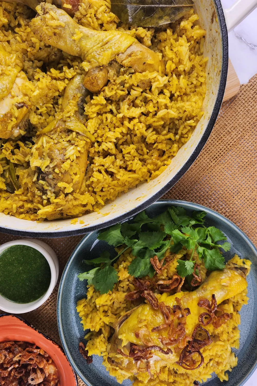 Thai Chicken Biryani with Green Sauce (Khao Mok Gai)