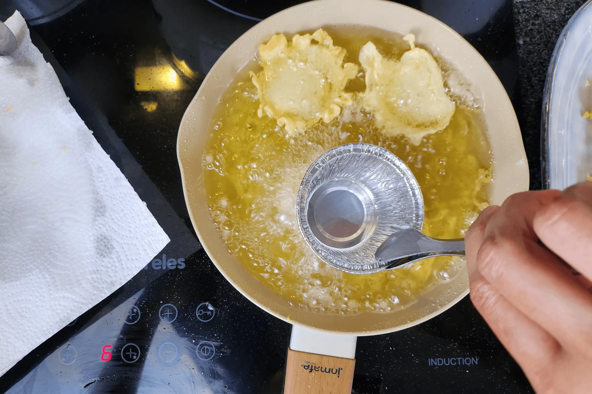  then press a foil cup gently onto the batter as it begins to set to create a bottle cap shape.