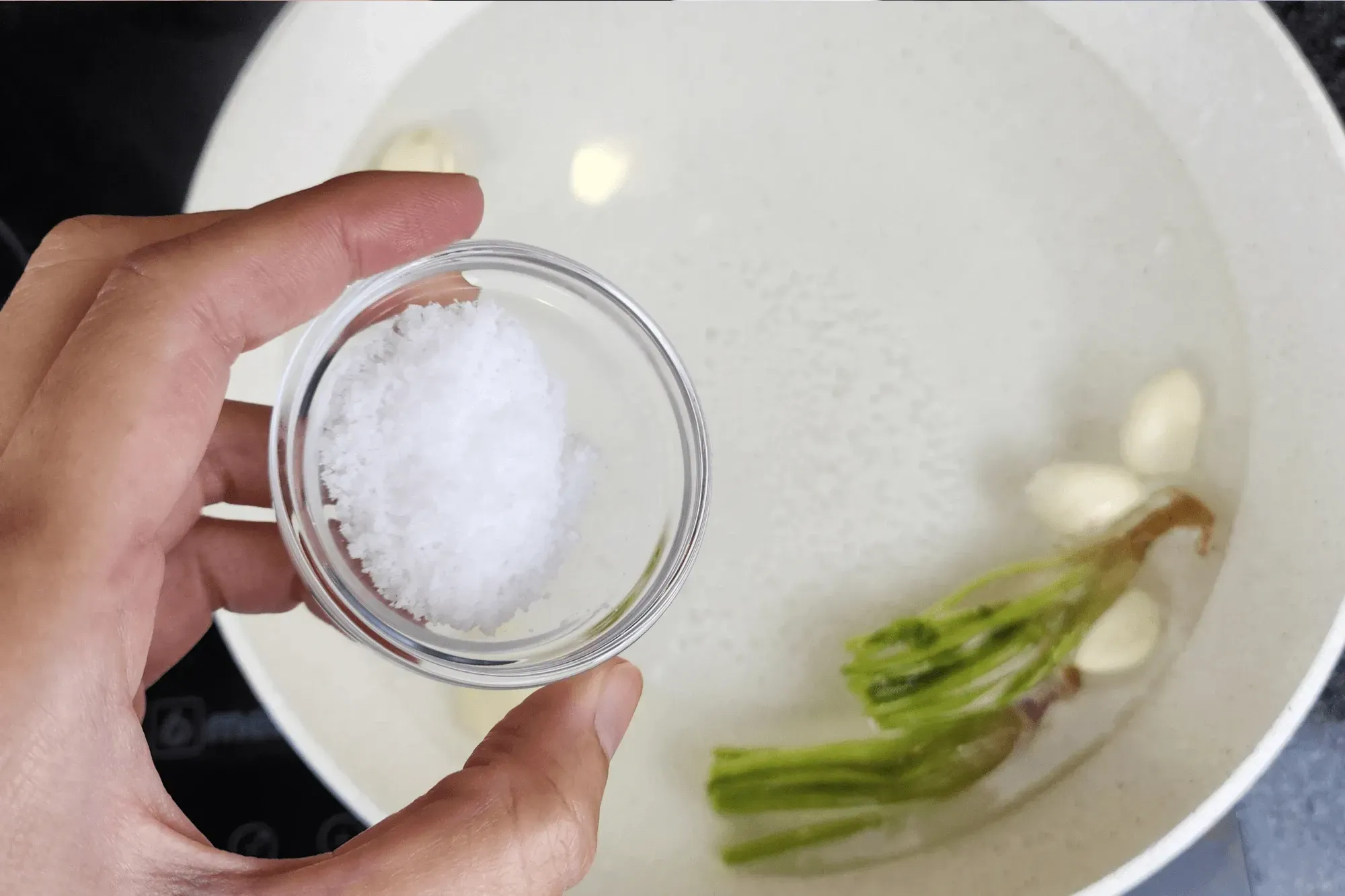 salt and hot water